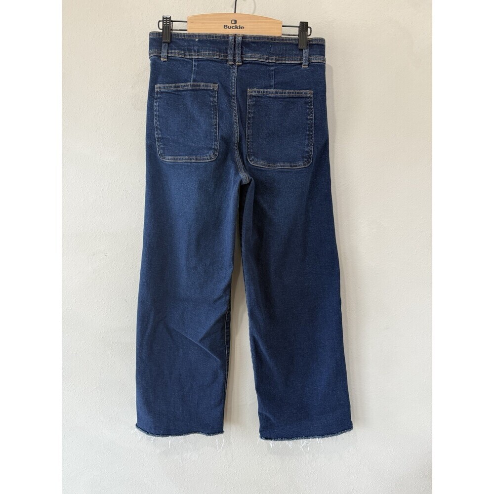 Zara Girls Wide Leg Pants Dark Denim High Rise 13/14 13 14 Sailor Trendy Casual - Picture 2 of 3